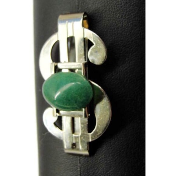 Green Dollar S Money Clip Silver Tone Cash Holder Wallet Credit Card ID - Picture 2 of 9